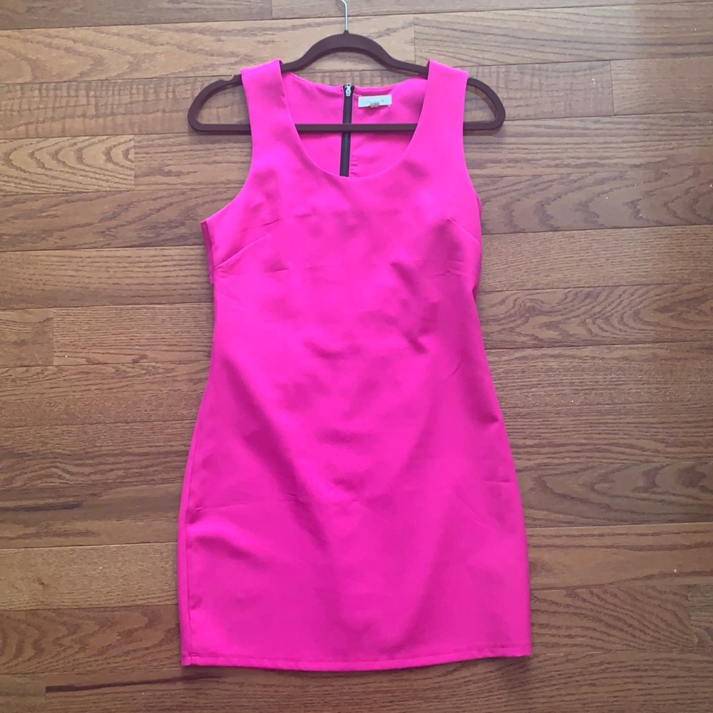 Hot Pink Just Me Brand Dress With Back Slits